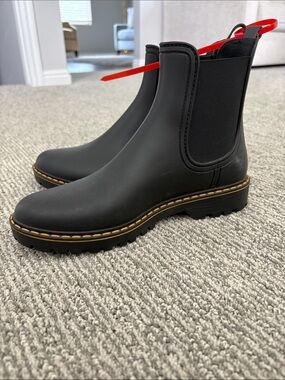 Igor Black Chelsea Rain Ankle Boots with Orange Stitching
